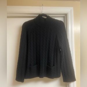 Black Cable Knit Mock-Neck Sweater | Apparelel